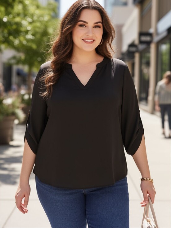 Cato Tops - Cato womens black high low v neck blouse top shirt new with tags nwt 18 20W plus